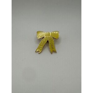 Vintage Desert Storm Yellow Ribbon Bow Lapel Pin Gold Tone Enamel Gulf War Era